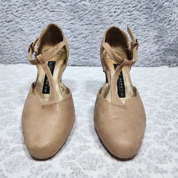 Arika Nerguiz Beige Leather Snake Skin Print heels Size 5 - Picture 6 of 6